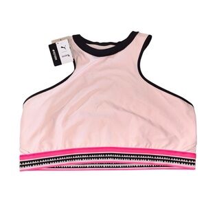 Puma Pink and Black Geometric Sports Bra